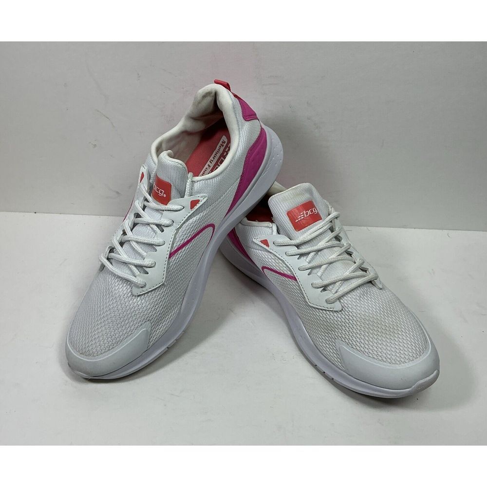 BCG Womens Training Shoes Sz 10B White Pink Memory Foam Low‎ Athletic Sneakers